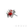 316L SURGICAL STEEL THREADLESS PUSH IN RED HEART CZ SPIDER TOP PART